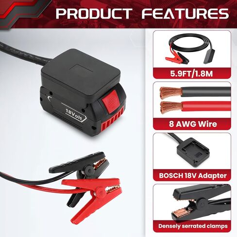 Beaspire Jumper Cables for Jackery 12V 10A Energy Storage Battery/Portable Power Station, Universal Car Charging Adapter 5.9FT 8AWG Cable Power Tool Line with Carry Bag Included in Saudi Arabia