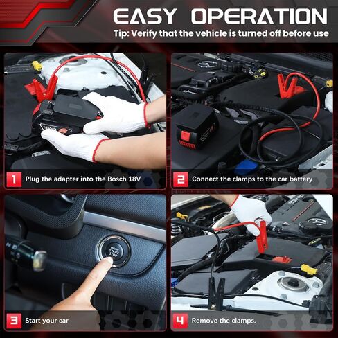 Beaspire Jumper Cables for Jackery 12V 10A Energy Storage Battery/Portable Power Station, Universal Car Charging Adapter 5.9FT 8AWG Cable Power Tool Line with Carry Bag Included in Saudi Arabia