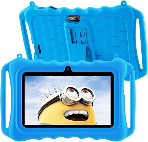 تابلت HUIHUANG للأطفال مقاس 7 بوصات للأطفال الصغار بسعة 32 جيجا بايت يعمل بنظام Android مع حافظة واي فاي وبلوتوث، GMS، مراقبة أبوية، كاميرا مزدوجة للأولاد والبنات ألعاب تعليمية مثبتة مسبقًا، أزرق in Kuwait