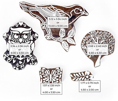 Hashcart Wooden Stamp Block, Printing Stamp Design Set | Block for Printing Saree Border | Dresses, Craft Card Making, Scrapbook, Clay Pottery | Set of 5 in Kuwait