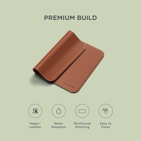 Satechi Vegan-Leather Mouse Pad - Ergonomic Mouse Pad, Reversible, Scratch and Water Resistant, Easy to Clean - Desk Mouse Pad for Office and Home, 9.8" x 7.5" x 0.14" – Brown in Saudi Arabia