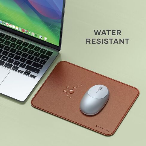 Satechi Vegan-Leather Mouse Pad - Ergonomic Mouse Pad, Reversible, Scratch and Water Resistant, Easy to Clean - Desk Mouse Pad for Office and Home, 9.8" x 7.5" x 0.14" – Brown in Saudi Arabia
