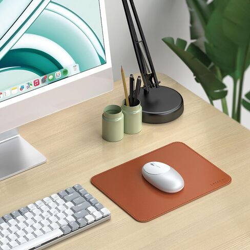 Satechi Vegan-Leather Mouse Pad - Ergonomic Mouse Pad, Reversible, Scratch and Water Resistant, Easy to Clean - Desk Mouse Pad for Office and Home, 9.8" x 7.5" x 0.14" – Brown in Saudi Arabia