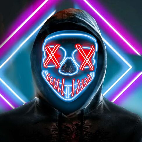 LED Mask Halloween Costumes Purge Mask for Adult Light Up Mask Cool Stuff Gift for Boys in Saudi Arabia