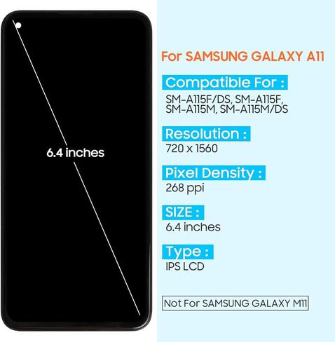 استبدال الشاشة لشاشة Samsung Galaxy A11 LCD لهاتف Samsung A11 SM-A115A A115W S115DL A115U مجموعة شاشة تعمل باللمس مع أدوات مجانية (أسود مع إطار) in Saudi Arabia