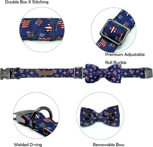 Lionheart glory Dog Collar, Blue Dog Bow Collar Boy Dog Collars with Bow Adjustable Dinosaur Bowtie Collar for Large Dogs Pet Gift in Kuwait