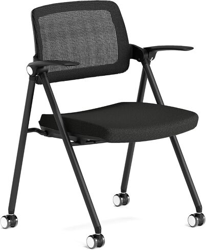 FYLICA Stackable & Foldable Office Chair, Folding Desk Chair with Flip-Up Armrest, Breathable Mesh, Thick Seat Cushion & Rocking Backrest, Conference Room Chair with Wheel (Green，1) in Saudi Arabia