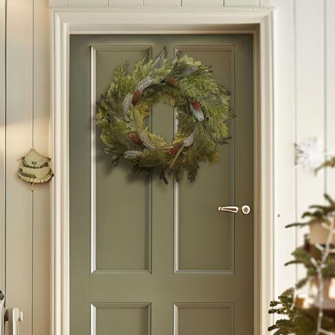 DecorbyHannah Fall Wreath, 24'' Pre-Lit Artificial Pampas Grass Wreath for Front Door, Boho Farmhouse Wall Decor for Thanksgiving Autumn Harvest Home Outdoor Decorations in Saudi Arabia