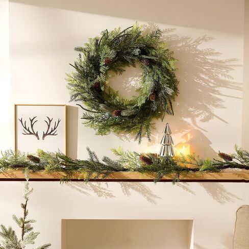 DecorbyHannah Fall Wreath, 24'' Pre-Lit Artificial Pampas Grass Wreath for Front Door, Boho Farmhouse Wall Decor for Thanksgiving Autumn Harvest Home Outdoor Decorations in Saudi Arabia