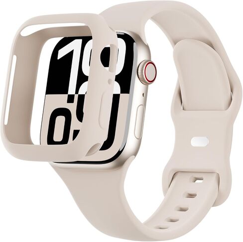 2-in-1 Sport Band Compatible with Apple Watch Band and Case for 38mm 40mm 41mm 42mm 44mm 45mm 46mm 49mm Women Men Soft Silicone Wristband for Ultra 2/Ultra iWatch Series 10 9 8 7 6 SE 5 4 3 2 1 in Kuwait