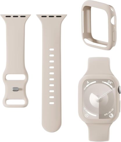 2-in-1 Sport Band Compatible with Apple Watch Band and Case for 38mm 40mm 41mm 42mm 44mm 45mm 46mm 49mm Women Men Soft Silicone Wristband for Ultra 2/Ultra iWatch Series 10 9 8 7 6 SE 5 4 3 2 1 in Kuwait