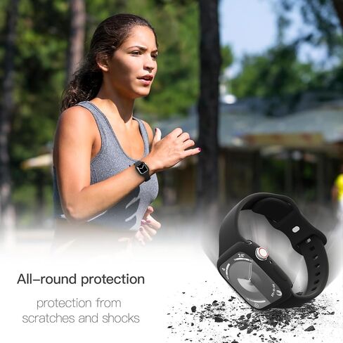 2-in-1 Sport Band Compatible with Apple Watch Band and Case for 38mm 40mm 41mm 42mm 44mm 45mm 46mm 49mm Women Men Soft Silicone Wristband for Ultra 2/Ultra iWatch Series 10 9 8 7 6 SE 5 4 3 2 1 in Kuwait