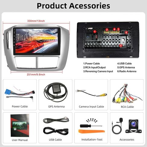 1G+32G Android 13 ستيريو سيارة لهوندا بايلوت 2006-2008 مع Carplay لاسلكي Android Auto 9 بوصة شاشة لمس راديو السيارة مع نظام تحديد المواقع والملاحة HiFi WiFi Bluetooth FM/RDS وحدة رأس راديو مع كاميرا احتياطية in Saudi Arabia