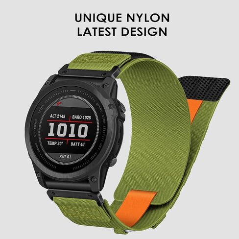 Abanen Military Tactical No-Buckle Designed Ultra Light Nylon Loop Sport Watch Bands for Garmin Fenix 8 47mm/ Fenix E 47mm/ epix Pro 47mm / Insintct 2 / Fenix 7 / Fenix 6 / Forerunner 965 / Quatix 7 in Kuwait