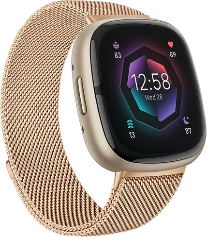 Metal Band for Fitbit Sense 2 / Sense Bands, Fitbit Versa 4 / Versa 3 Bands Women Men, Stainless Steel Mesh Replacement Wristbands Strap Compatible with Fitbit Sense 2 / Versa 4 Smartwatch Accessories in Saudi Arabia
