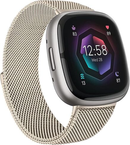Metal Band for Fitbit Sense 2 / Sense Bands, Fitbit Versa 4 / Versa 3 Bands Women Men, Stainless Steel Mesh Replacement Wristbands Strap Compatible with Fitbit Sense 2 / Versa 4 Smartwatch Accessories in Saudi Arabia