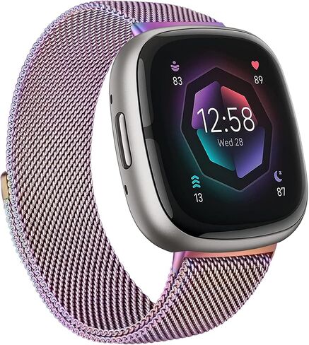 Metal Band for Fitbit Sense 2 / Sense Bands, Fitbit Versa 4 / Versa 3 Bands Women Men, Stainless Steel Mesh Replacement Wristbands Strap Compatible with Fitbit Sense 2 / Versa 4 Smartwatch Accessories in Saudi Arabia