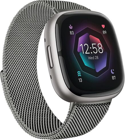Metal Band for Fitbit Sense 2 / Sense Bands, Fitbit Versa 4 / Versa 3 Bands Women Men, Stainless Steel Mesh Replacement Wristbands Strap Compatible with Fitbit Sense 2 / Versa 4 Smartwatch Accessories in Saudi Arabia