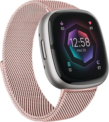 Metal Band for Fitbit Sense 2 / Sense Bands, Fitbit Versa 4 / Versa 3 Bands Women Men, Stainless Steel Mesh Replacement Wristbands Strap Compatible with Fitbit Sense 2 / Versa 4 Smartwatch Accessories in Saudi Arabia