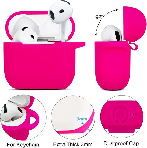 Compatible with AirPods 4 Case Cover, Silicone Protective Case for Airpod 4 with Girl Bling Keychain, Case Cover for Apple AirPods 4th Generation Wireless Earbuds with Cleaner Kit (Black) in Saudi Arabia