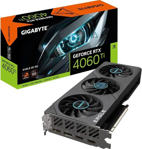 Gigabyte GeForce RTX 4060 TI Eagle OC 8GB Graphics Card - 8GB GDDR6 18Gbps 128bit, PCI-E 4.0, 2X DisplayPort 1.4, 2X HDMI 2.1a, NVIDIA DLSS 3, Supports 4K, Ada Lovelace Arch, GV-N406TEAGLE OC-8GD in Saudi Arabia