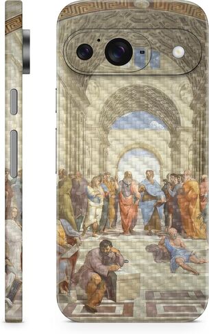 غلاف كمبيوتر محمول من ألياف الكربون متوافق مع Pixel 9 - School of Athens - غطاء لاصق واقٍ من الفينيل 3M ممتاز - سهل التطبيق | صُنع في الولايات المتحدة الأمريكية بواسطة MightySkins in Saudi Arabia