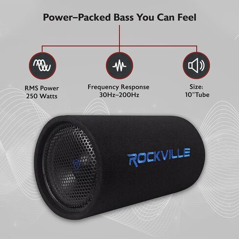 Rockville RTB80A 8" 400 Watt Powered Subwoofer Bass Tube + MP3 Input , Black in Saudi Arabia
