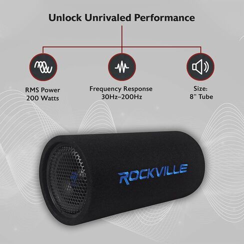 Rockville RTB80A 8" 400 Watt Powered Subwoofer Bass Tube + MP3 Input , Black in Saudi Arabia
