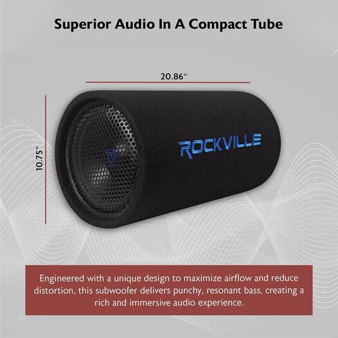 Rockville RTB80A 8" 400 Watt Powered Subwoofer Bass Tube + MP3 Input , Black in Saudi Arabia