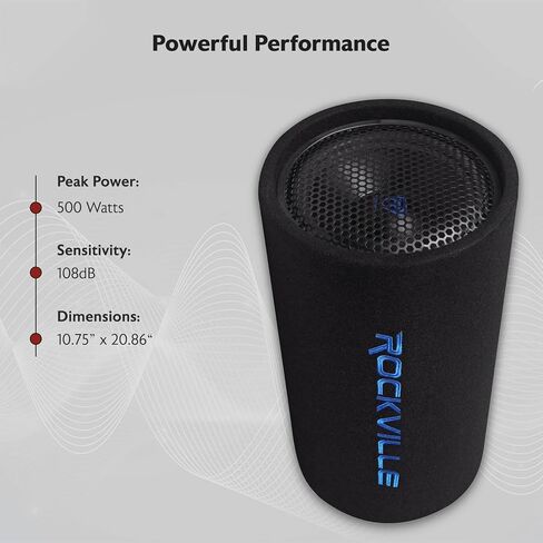 Rockville RTB80A 8" 400 Watt Powered Subwoofer Bass Tube + MP3 Input , Black in Saudi Arabia