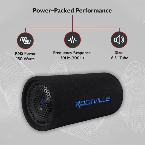 Rockville RTB80A 8" 400 Watt Powered Subwoofer Bass Tube + MP3 Input , Black in Saudi Arabia