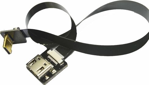 Slim Light Flat HDMI Cable Mini male HDMI 90 degree up to Standard HDMI Full HDMI Normal HDMI Female HDMI for rig gimbal Canon 5D3 5D2, panasonic lumix GH3 GH2, sony nex 5N 5T 5R 7N Black (50CM) in Kuwait