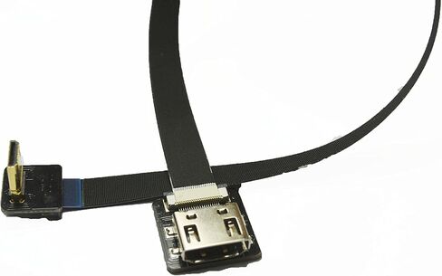 Slim Light Flat HDMI Cable Mini male HDMI 90 degree up to Standard HDMI Full HDMI Normal HDMI Female HDMI for rig gimbal Canon 5D3 5D2, panasonic lumix GH3 GH2, sony nex 5N 5T 5R 7N Black (50CM) in Kuwait