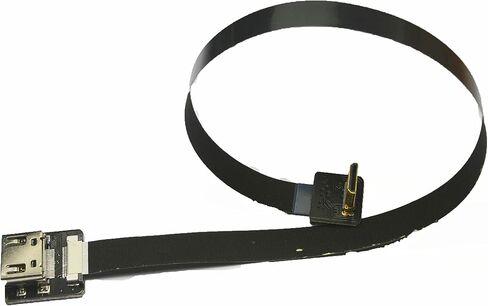 Slim Light Flat HDMI Cable Mini male HDMI 90 degree up to Standard HDMI Full HDMI Normal HDMI Female HDMI for rig gimbal Canon 5D3 5D2, panasonic lumix GH3 GH2, sony nex 5N 5T 5R 7N Black (50CM) in Kuwait