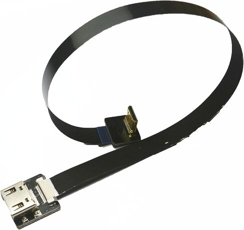 Slim Light Flat HDMI Cable Mini male HDMI 90 degree up to Standard HDMI Full HDMI Normal HDMI Female HDMI for rig gimbal Canon 5D3 5D2, panasonic lumix GH3 GH2, sony nex 5N 5T 5R 7N Black (50CM) in Kuwait
