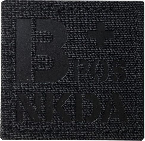 الأشعة تحت الحمراء IR B POS NKDA B + التصحيح التكتيكي لنوع الدم 2x2 بوصة التصحيح الطبي مع هوك وحلقة (أسود) in Saudi Arabia