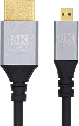 xiwai 8K Micro HDMI 2.1 Ultra Thin HDTV Cable 0.5m, Type-A to Type-D 4K Hyper Super Flexible Slim Cord for Camera HDTV in Saudi Arabia