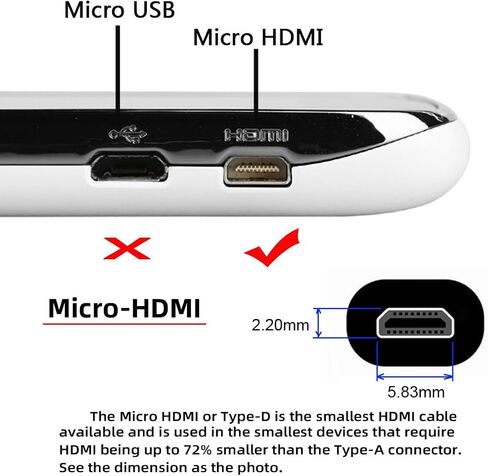 xiwai 8K Micro HDMI 2.1 Ultra Thin HDTV Cable 0.5m, Type-A to Type-D 4K Hyper Super Flexible Slim Cord for Camera HDTV in Saudi Arabia