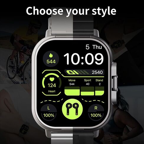 Earbuds Sport Watch Smart Watch, HD Touch Screen, Call, Fitness Tracker, Remote Camera Control, 2 in 1 Smart Watch with Earbuds, iOS Compatible (Silver) in Saudi Arabia
