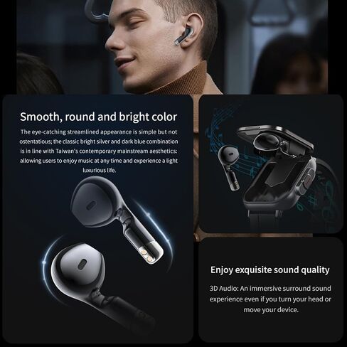 Earbuds Sport Watch Smart Watch, HD Touch Screen, Call, Fitness Tracker, Remote Camera Control, 2 in 1 Smart Watch with Earbuds, iOS Compatible (Silver) in Saudi Arabia