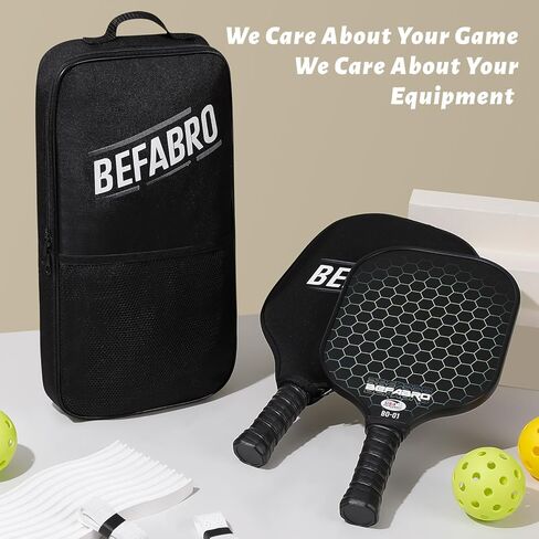 Pickleball Paddles Set of 2 | USAPA Applied Fiber Glass Pickleball Paddles with 4 Pickle Balls, 2 Paddle Covers, 2 Grip Tapes & Carry Bag | Pickle Ball Rackets for Men, Women, Beg & Experts in Saudi Arabia