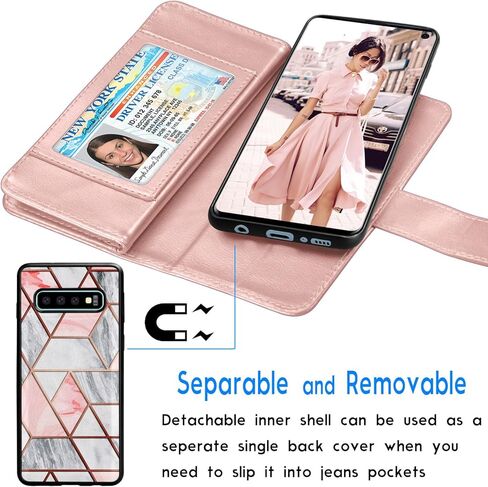 حافظة Tekcoo لهاتف Galaxy S10، حافظة محفظة Samsung S10 / حافظة جلدية PU S10، حامل فتحات بطاقة الائتمان النقدية الفاخرة، غطاء قلاب قابل للطي [جراب صلب مغناطيسي قابل للفصل] ومسند - أسود in Kuwait