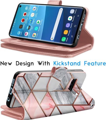 حافظة Tekcoo لهاتف Galaxy S10، حافظة محفظة Samsung S10 / حافظة جلدية PU S10، حامل فتحات بطاقة الائتمان النقدية الفاخرة، غطاء قلاب قابل للطي [جراب صلب مغناطيسي قابل للفصل] ومسند - أسود in Kuwait