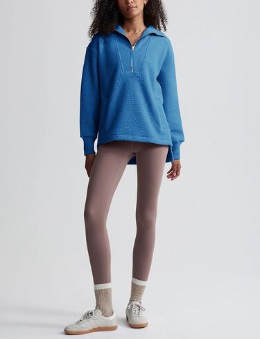 Yeokou المرأة سترة الصوف معطف شيربا اصطف نصف البريدي البلوز الخريف الشتاء غامض كم طويل البلوز وتتسابق مع جيوب in Kuwait