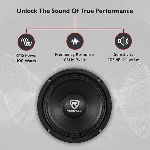 روكفيل RM64PRO 6.5 بوصة 4 أوم مكبر صوت للسيارة متوسط ​​المدى، 105 ديسيبل 200 وات in Saudi Arabia