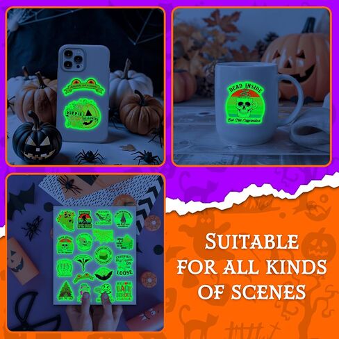 51 Pcs Creative Colorful Brain Aesthetics Stickers for Water Bottle, Glow in The Dark Vinyl Waterproof Laptop Decals for Adults, Luggage Helmet Phone Cases Skateboard Personalized Decorations in Kuwait