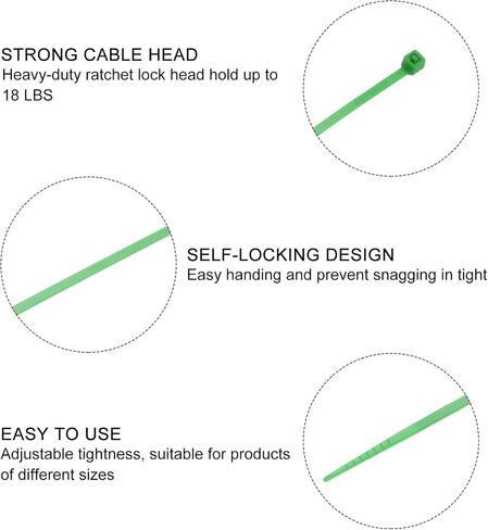 MECCANIXITY 100PCS Cable Zip Ties 10 Inch, Self-Locking Nylon Wire Ties Heavy Duty with 30 LBS Tensile Strength for Indoor and Outdoor, Green in Saudi Arabia