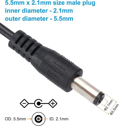 PATIKIL 5Ft 5.5mm x 2.1mm Male to Male DC Power Cable, Wire Adapter Coiled Extension Cable Cord for LED Strip DVR Router Surveillance Camera in Saudi Arabia