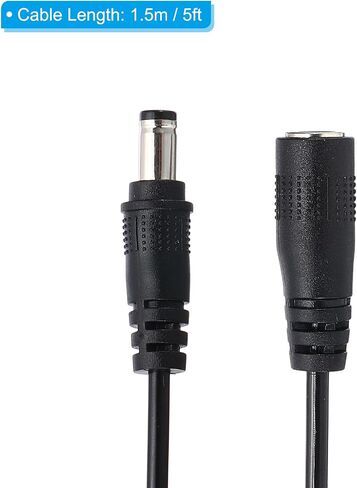 PATIKIL 5Ft 5.5mm x 2.1mm Male to Male DC Power Cable, Wire Adapter Coiled Extension Cable Cord for LED Strip DVR Router Surveillance Camera in Saudi Arabia