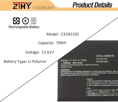 C31N2105 Battery Replacement for Asus VivoBook S 14 OLED K3402ZA M3402QA TN3402QA S 15 K3502ZA M3502QA 14X X1403ZA M1403QA UX3404VA 15X M1503IA M1603QA S 16X M5602QA K6602HE M6500QF F1603ZA S1503QA in Saudi Arabia